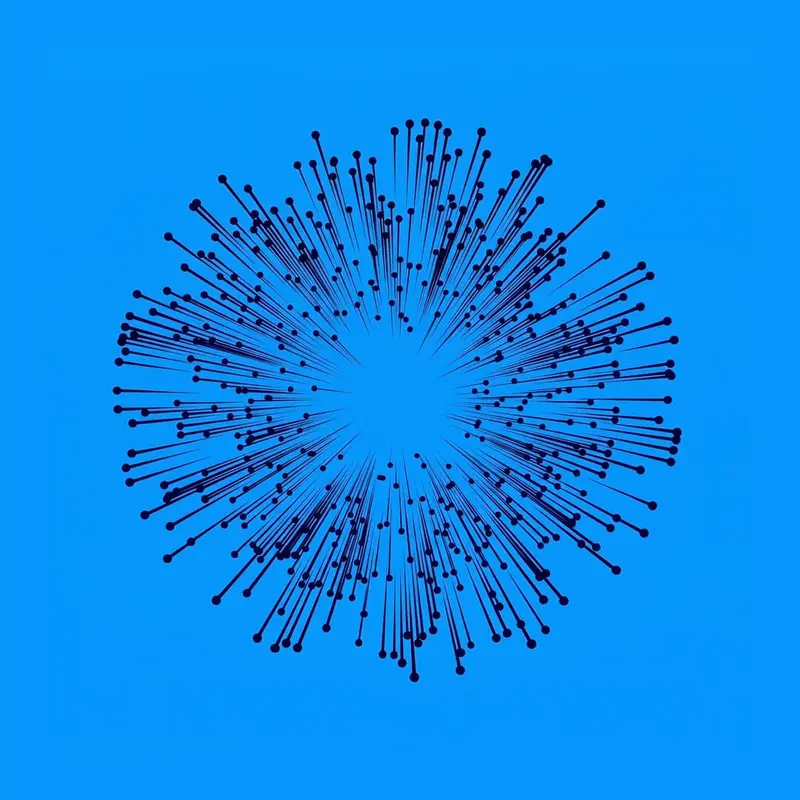 Abstract radiating network representing speed, intelligence and scale