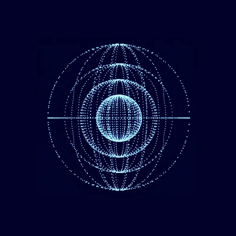 Layered network sphere representing performance, security and service